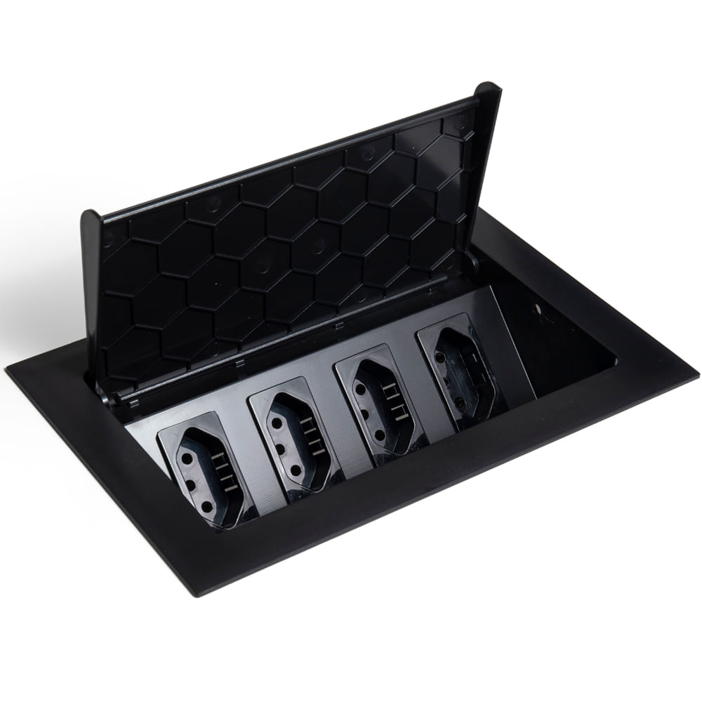 Caixa Pop 4 Blocos com 4 Tomadas 20A Preto Qtmov 82673_0